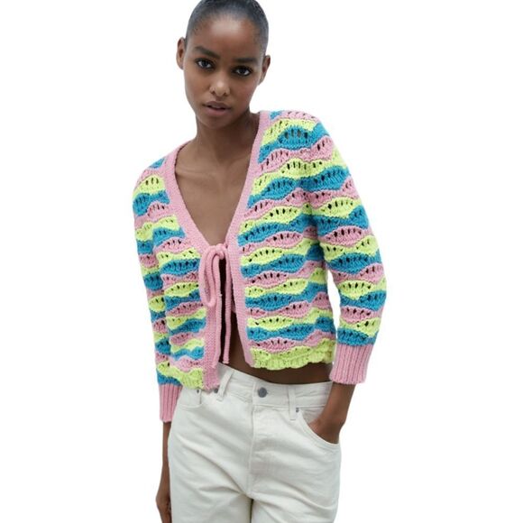 ZARA | Multicolored | STRIPED KNIT CARDIGAN - Picture 8 of 10